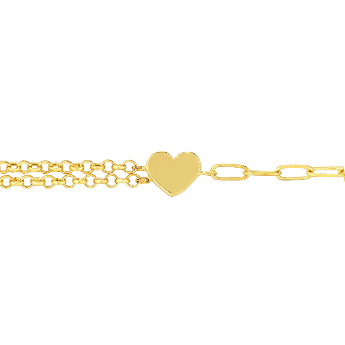 Tokyo Heart 14K Yellow Gold Bracelet Side View Paper Clip Chain – Cherry Pick Diamonds St. Louis MO