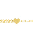 Tokyo Heart 14K Yellow Gold Bracelet Side View Paper Clip Chain – Cherry Pick Diamonds St. Louis MO