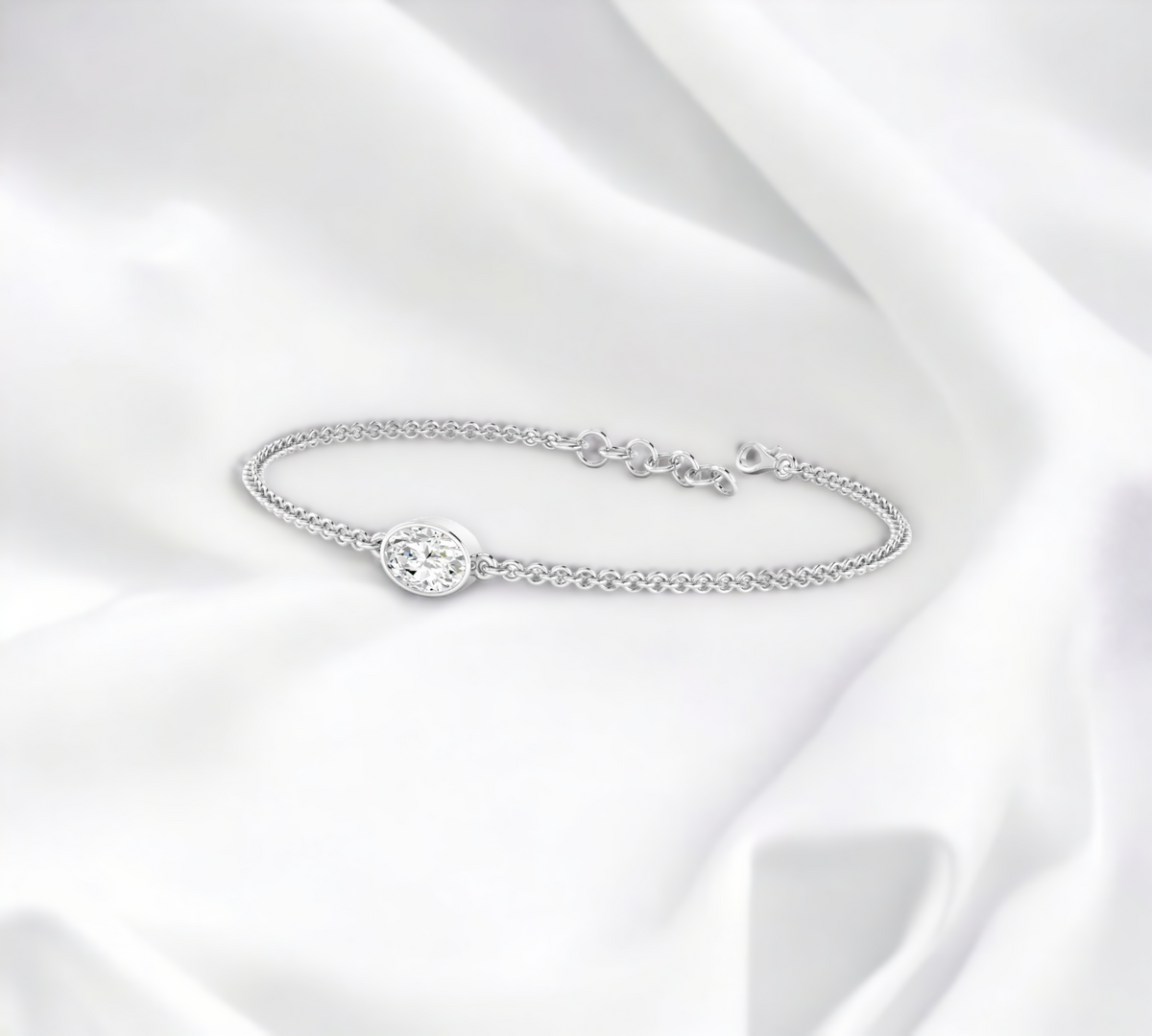 Antwerp OV Bracelet oval lab created diamond white gold adjustable detail – Cherry Pick Diamonds Clayton MO