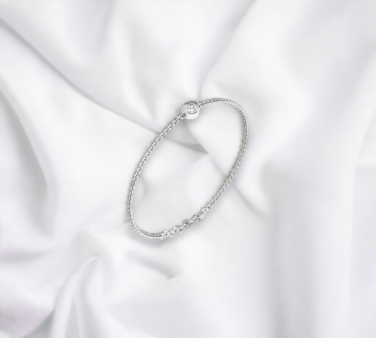 Antwerp WG 14K white gold bezel set adjustable bracelet with lab diamond – Cherry Pick Diamonds St. Louis MO