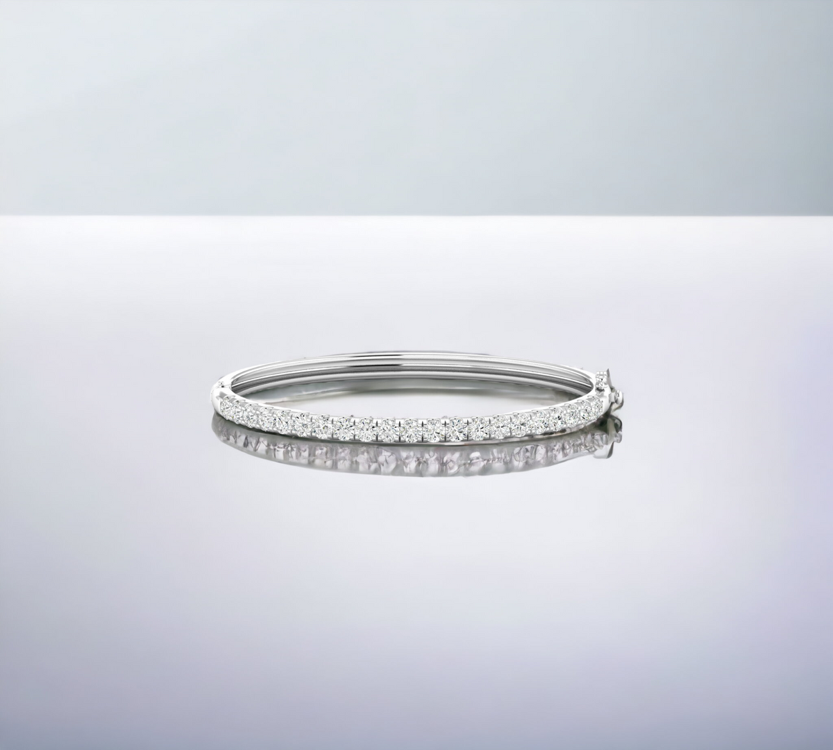 Florentine Bracelet 14K white gold half bangle with 3.00ct lab created diamonds – Cherry Pick Diamonds Clayton St. Louis MO