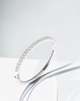Florentine white gold half bangle bracelet with lab created round brilliant diamonds – Cherry Pick Diamonds St. Louis MO