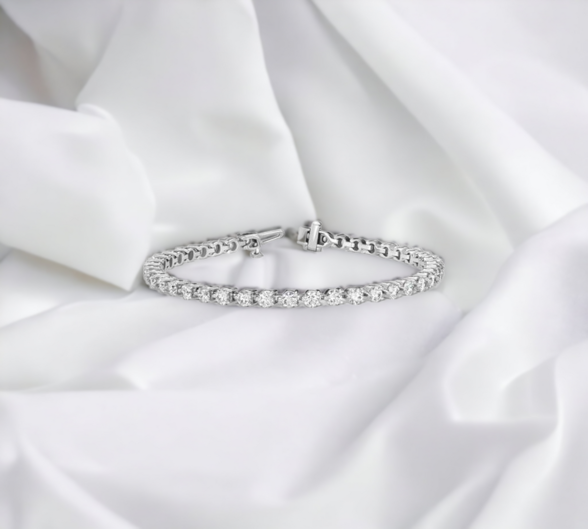 Parma Bracelet 14K white gold three prong setting with 5.00ct lab created diamonds – Cherry Pick Diamonds Clayton St. Louis MO