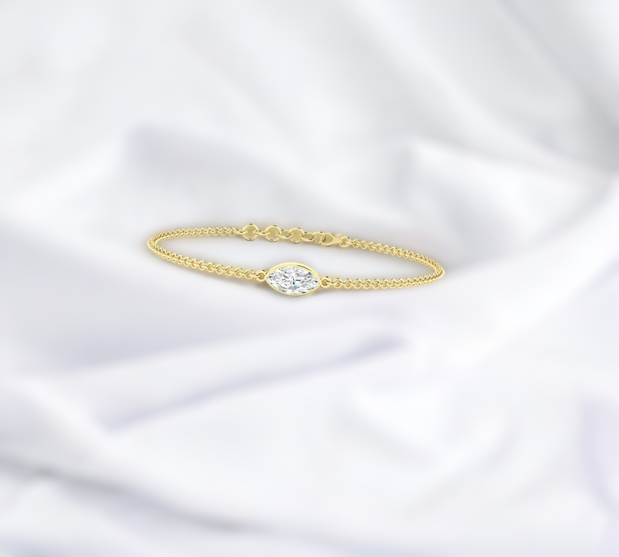 Antwerp MQ Bracelet 14K yellow gold bezel set with marquise cut lab created diamond – Cherry Pick Diamonds Clayton St. Louis MO