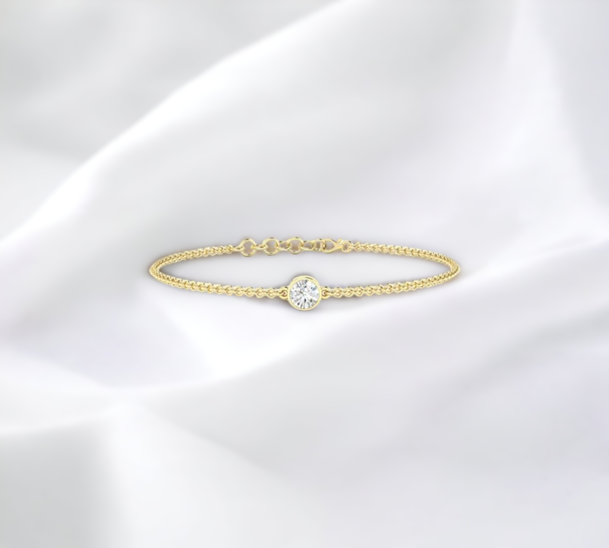 Antwerp YG Bracelet 14K yellow gold bezel set with round brilliant lab created diamond – Cherry Pick Diamonds Clayton St. Louis MO