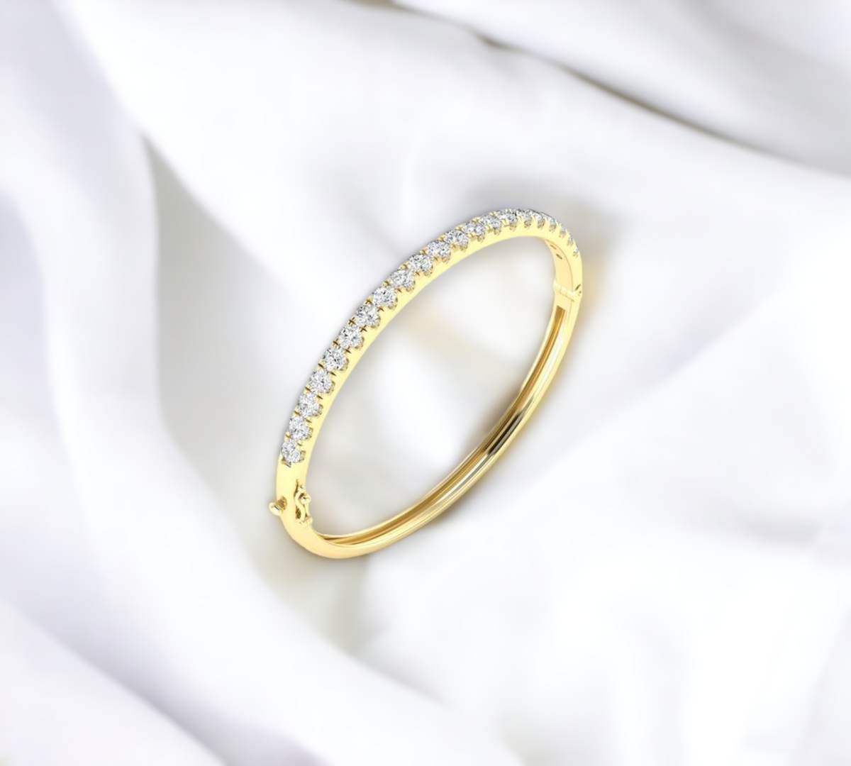 Florentine YG 14K yellow gold half bangle bracelet with lab created diamonds – Cherry Pick Diamonds St. Louis MO
