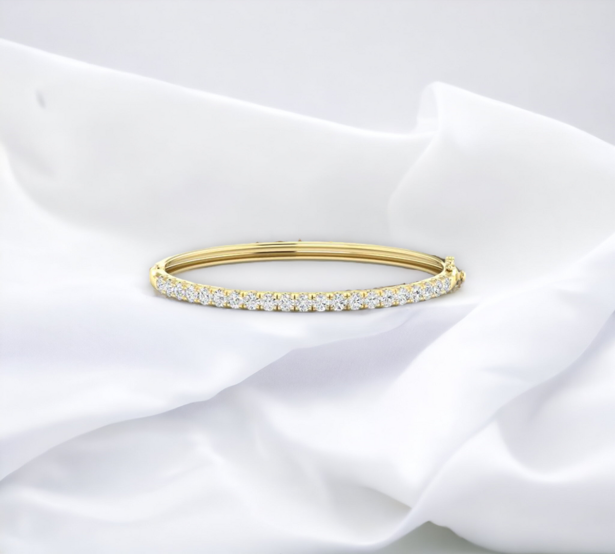 Florentine Bracelet 14K yellow gold half bangle with 3.00ct lab created diamonds – Cherry Pick Diamonds Clayton St. Louis MO