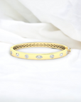 Helsinki YG half cuff bracelet in 14K yellow gold with multi shape lab created diamonds – Cherry Pick Diamonds Clayton St. Louis MO