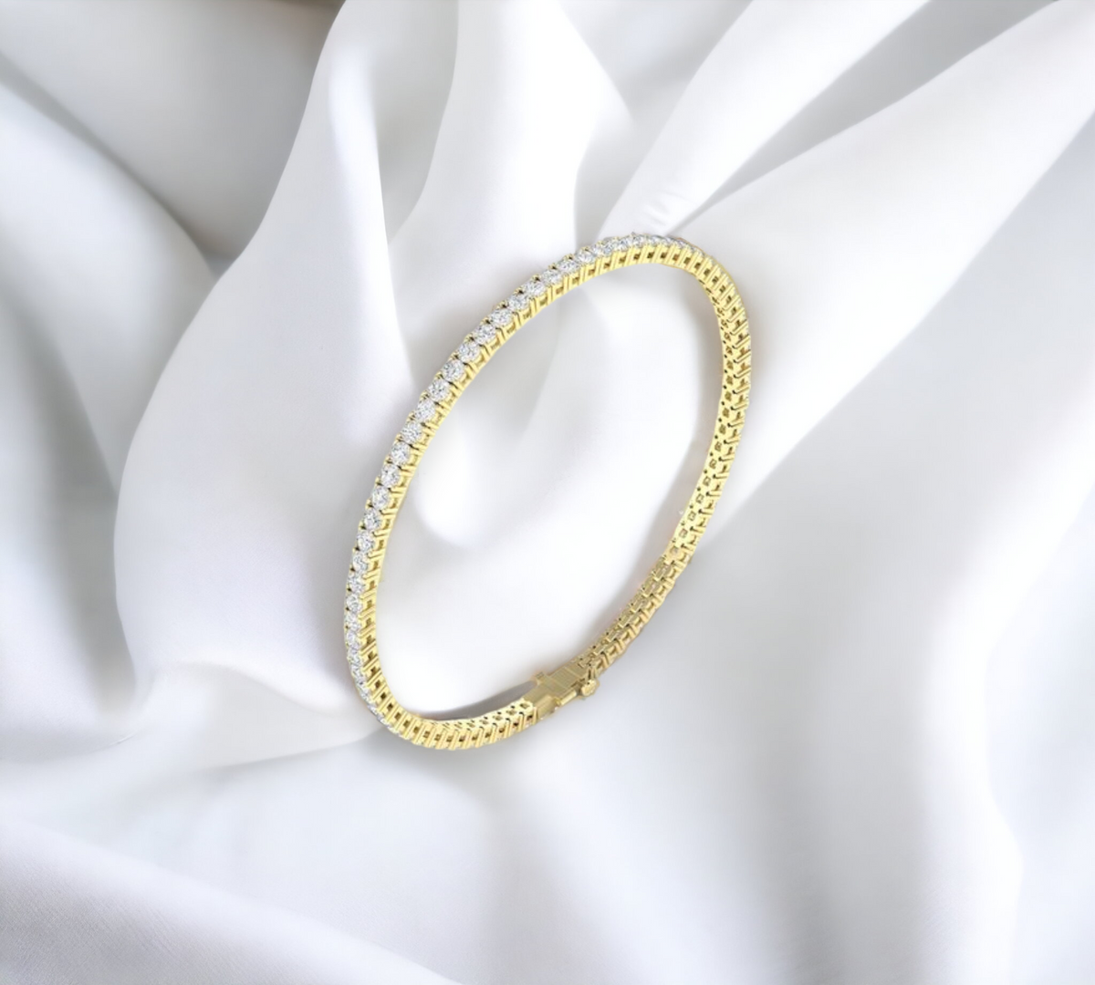Naples YG 14K yellow gold bracelet with 6 carat lab created diamonds – Cherry Pick Diamonds St. Louis MO
