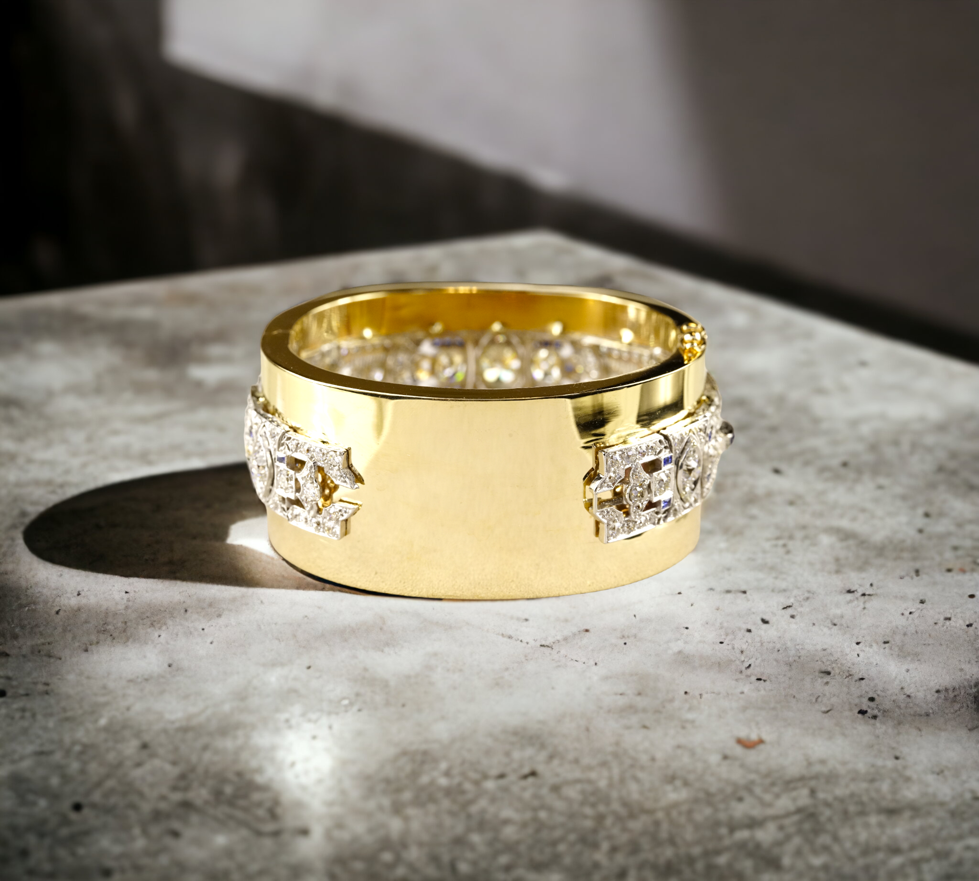 Art Deco Antique Diamond Bracelet Back View Geometric Design – Cherry Pick Diamonds St. Louis MO