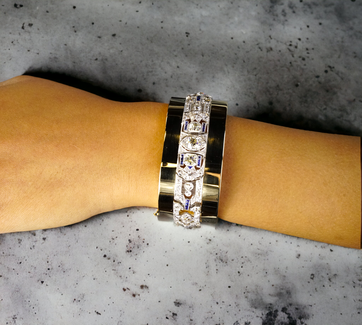 Art Deco Antique Diamond Bracelet Top View Vintage Craftsmanship – Cherry Pick Diamonds St. Louis MO