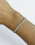 Paperclip tennis bracelet detail, natural diamonds in two-tone gold links - Cherry Pick Diamonds