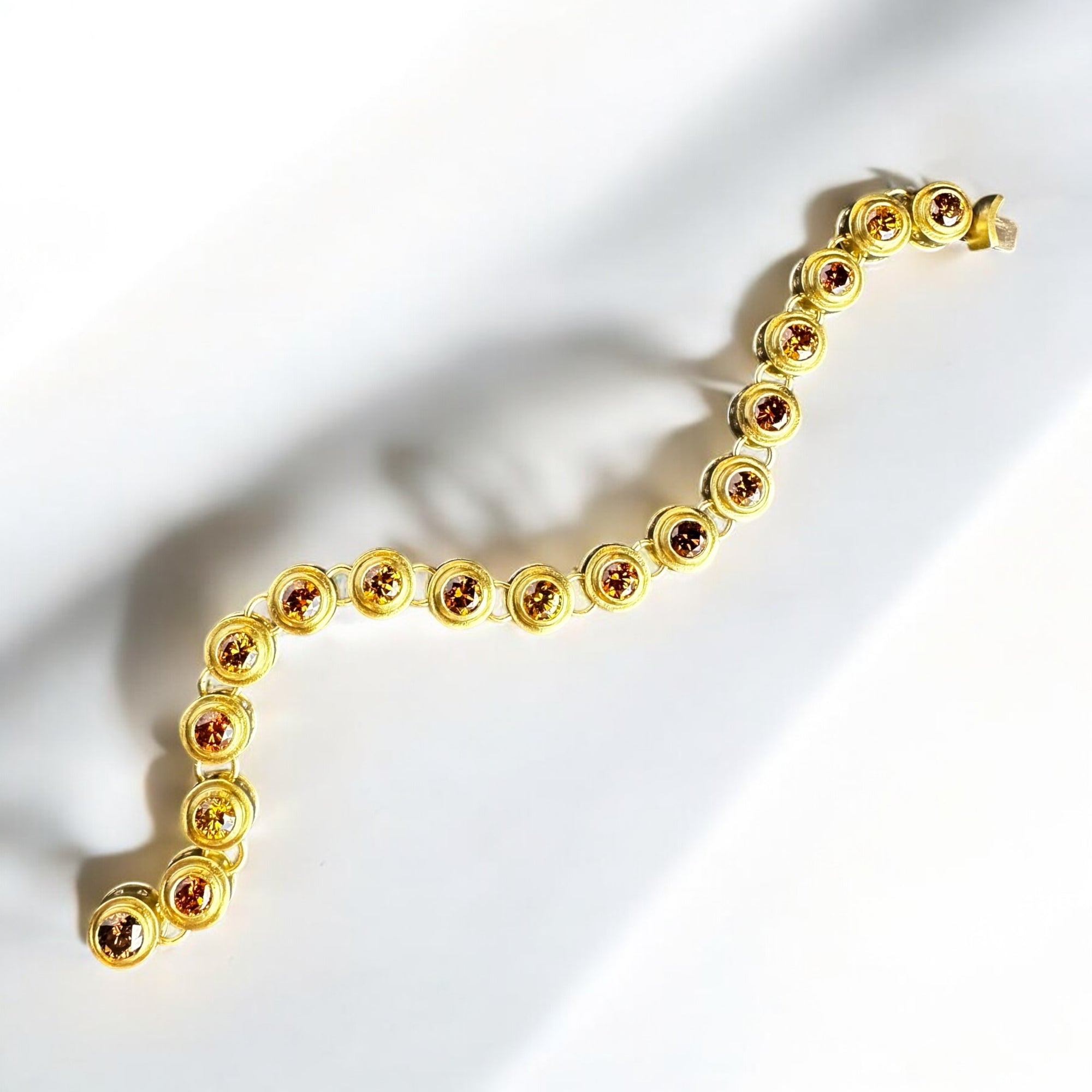 Autumn Bold Bracelet 18K Gold Natural Fancy Color Diamonds Side View – Cherry Pick Diamonds St. Louis MO