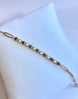 Two-tone gold paperclip bracelet with natural sapphires and diamonds - Cherry Pick Diamonds Clayton MO