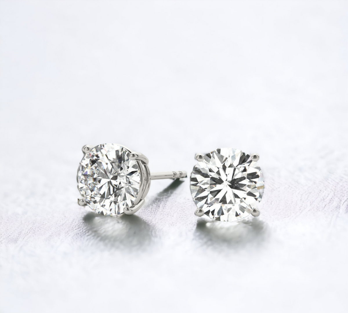 Natural Diamond Stud Earrings 14K White Gold Four-Prong Low Profile – Cherry Pick Diamonds St. Louis MO