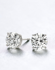 Natural Diamond Stud Earrings 14K White Gold Four-Prong Low Profile – Cherry Pick Diamonds St. Louis MO