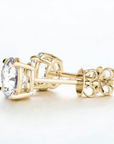 Natural Diamond Stud Earrings 14K Yellow Gold Four-Prong Low Profile Side View – Cherry Pick Diamonds St. Louis MO