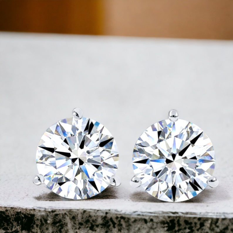 Classic Martini Studs 2.00ct Lab Created Diamond Earrings 14K White Gold Three-Prong – Cherry Pick Diamonds Clayton St. Louis MO