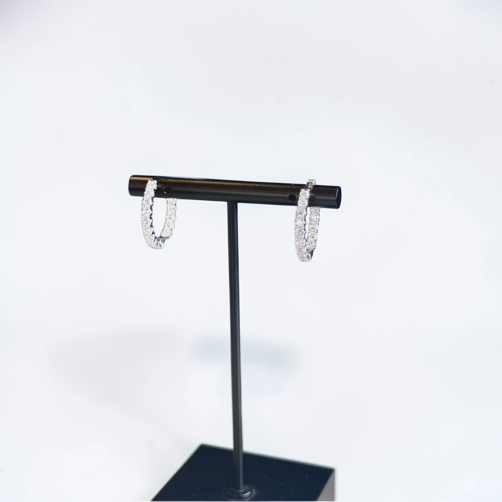 Medium Hoop 14K White Gold Lab-Grown Diamond Inside-Out Hoop Earrings Front – Cherry Pick Diamonds Clayton St. Louis MO