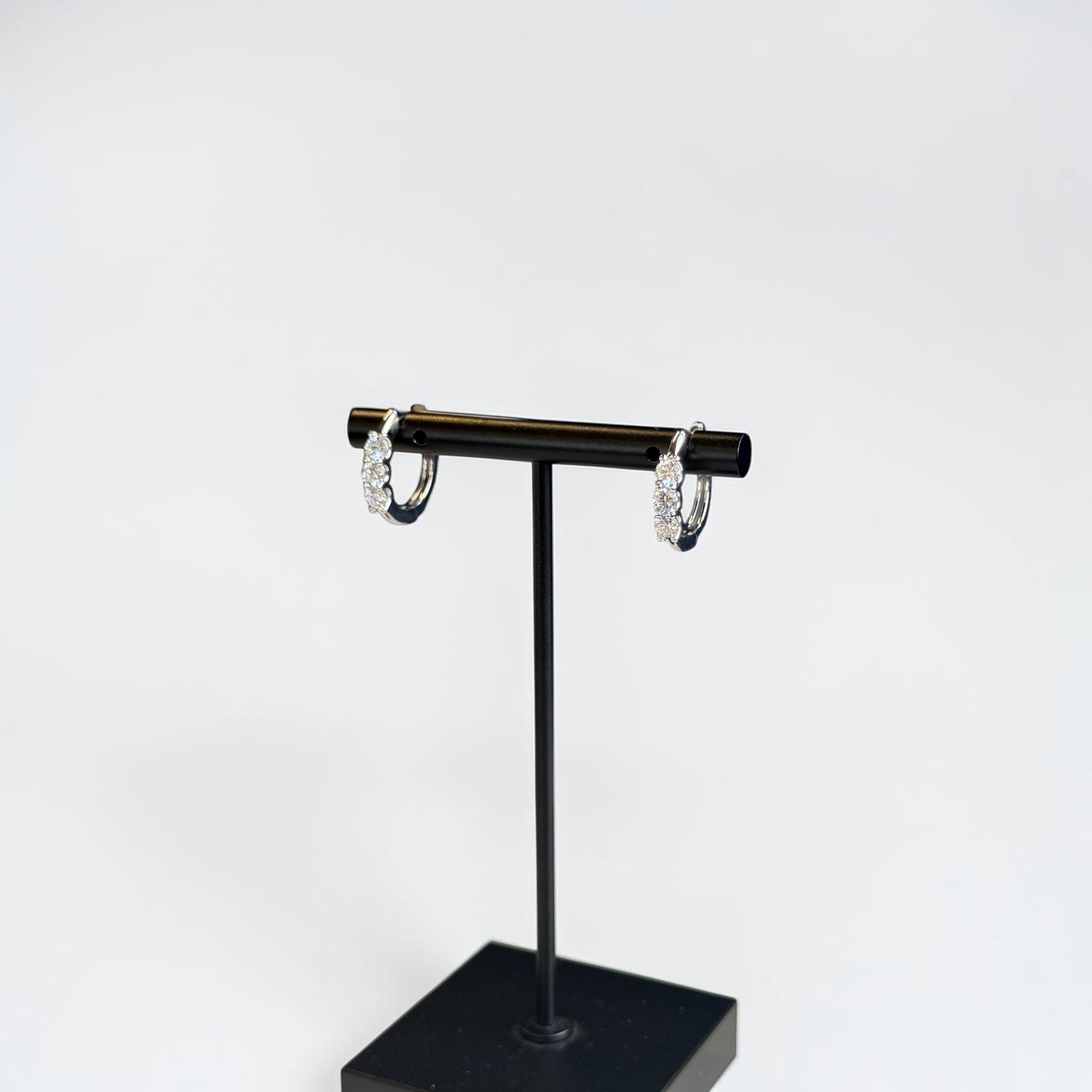 Mini Hoop 14K White Gold Lab-Grown Diamond Huggie Hoop Earrings Front – Cherry Pick Diamonds Clayton St. Louis MO