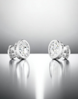 Porto OV bezel set oval cut diamond stud earrings in 14K white gold – Cherry Pick Diamonds Clayton St. Louis MO