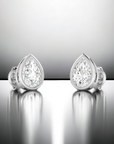 Porto PS bezel set pear shape diamond stud earrings in 14K white gold – Cherry Pick Diamonds Clayton St. Louis MO