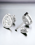 Porto PS WG 14K white gold bezel pear shape stud earrings with lab created diamonds – Cherry Pick Diamonds St. Louis MO