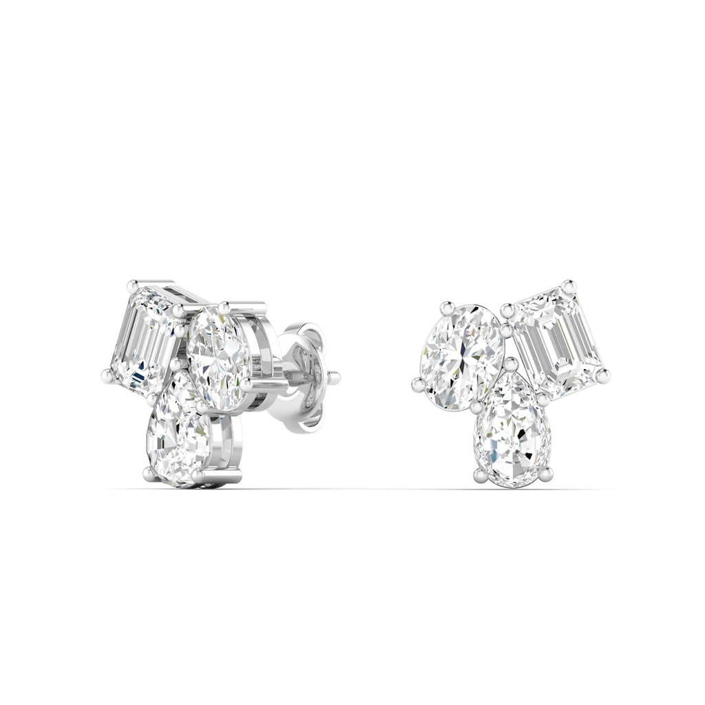 Positano WG 1CTW 14K white gold trio cluster earrings with lab created diamonds – Cherry Pick Diamonds Clayton St. Louis MO
