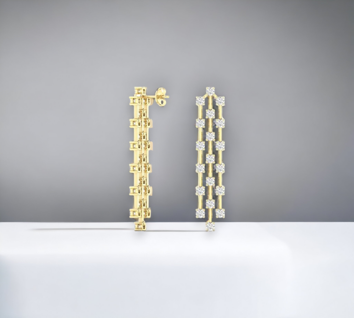 Izmir YG drop earrings in 14K yellow gold with 2.30ct lab created round brilliant diamonds – Cherry Pick Diamonds Clayton St. Louis MO