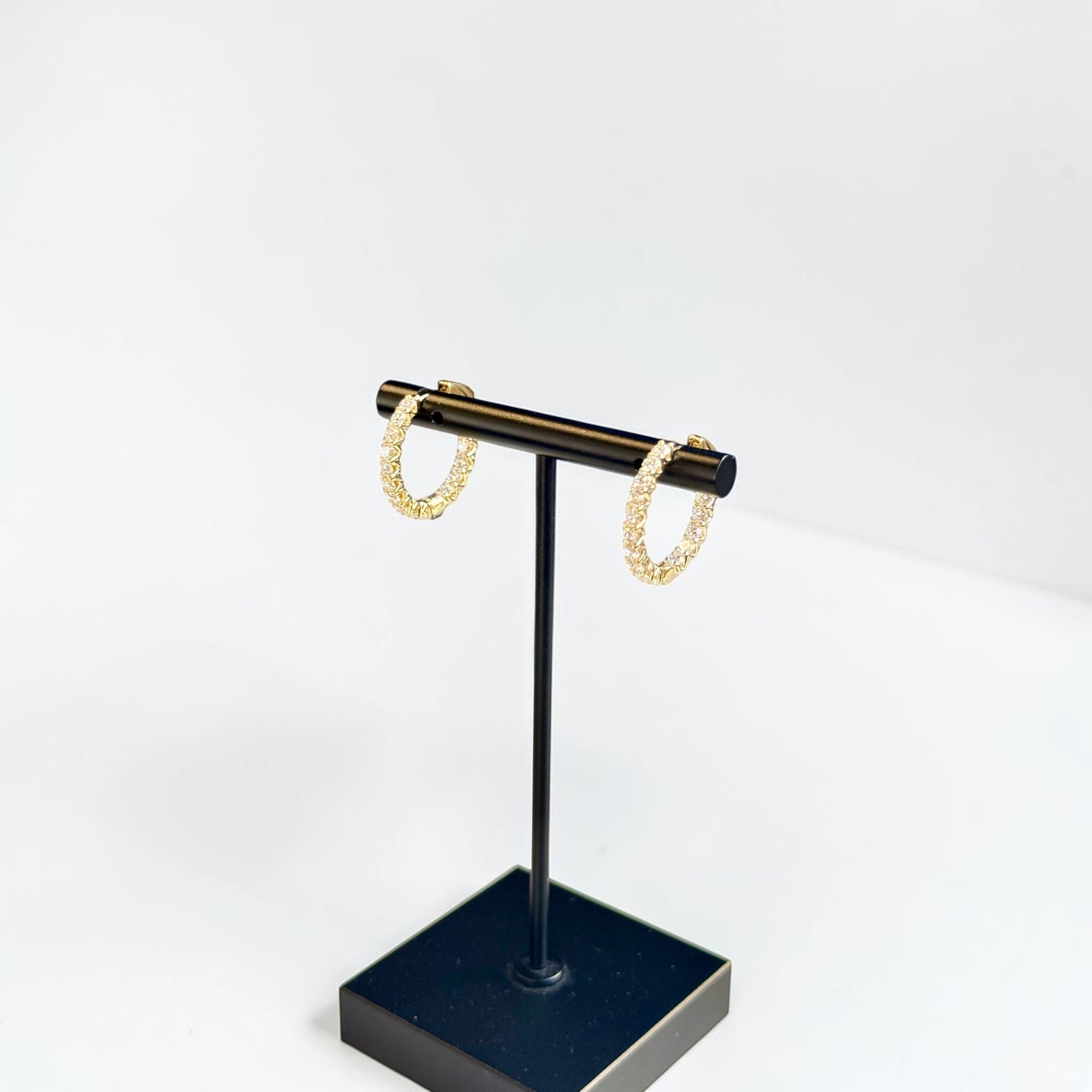 Medium Hoop 14K Yellow Gold Lab-Grown Diamond Inside-Out Hoop Earrings Front – Cherry Pick Diamonds Clayton St. Louis MO