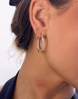 Medium Oval Hoop 14K Yellow Gold Lab-Grown Diamond Inside-Out Hoop Earrings Side – Cherry Pick Diamonds St. Louis MO