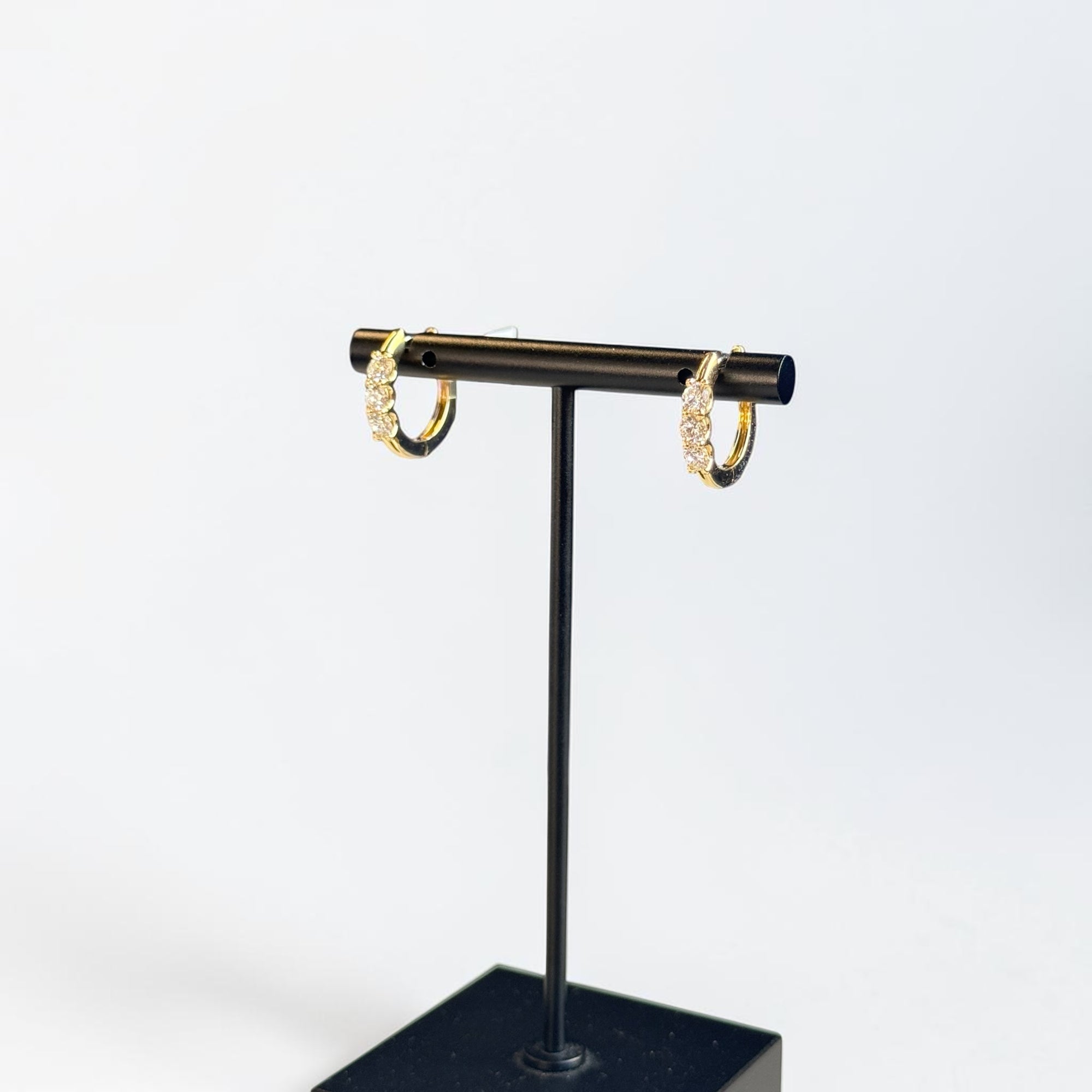 Mini Hoop 14K Yellow Gold Lab-Grown Diamond Huggie Hoop Earrings Front – Cherry Pick Diamonds Clayton St. Louis MO