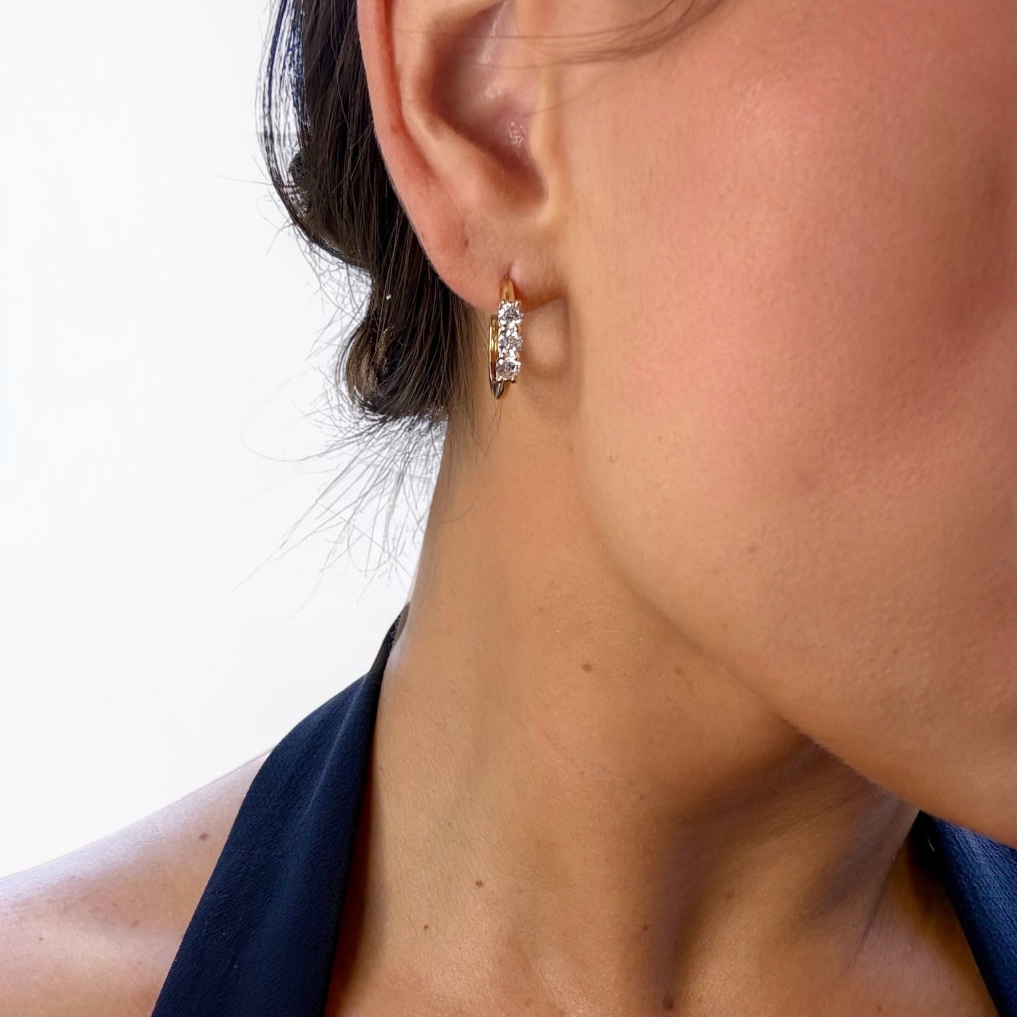Mini Hoop 14K Yellow Gold Lab-Grown Diamond Huggie Hoop Earrings Side – Cherry Pick Diamonds St. Louis MO