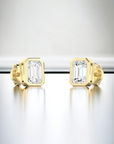 Porto EM bezel set emerald cut diamond stud earrings in 14K yellow gold – Cherry Pick Diamonds Clayton St. Louis MO
