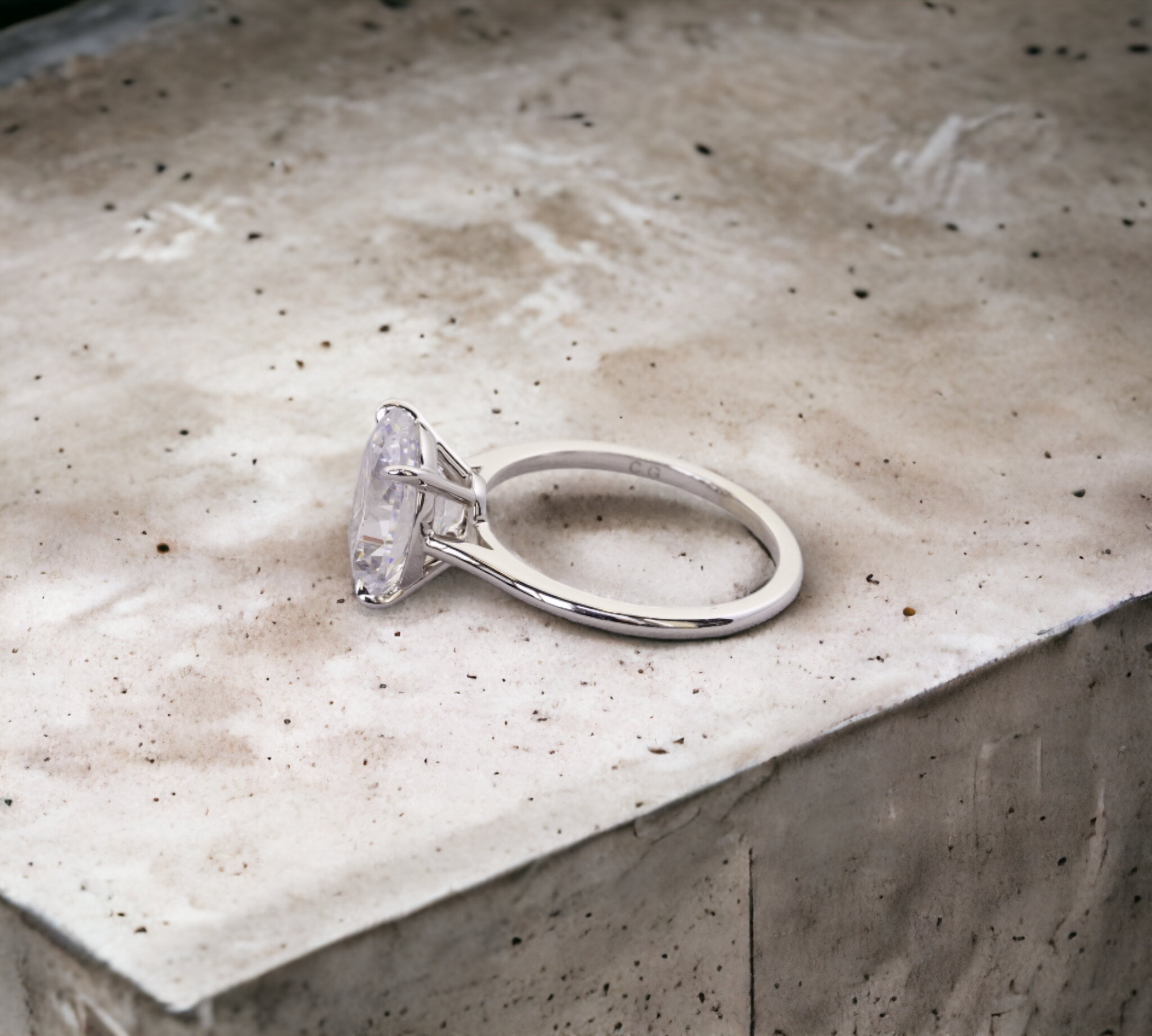 Belfast white gold solitaire setting for oval cut diamond – Cherry Pick Diamonds St. Louis MO