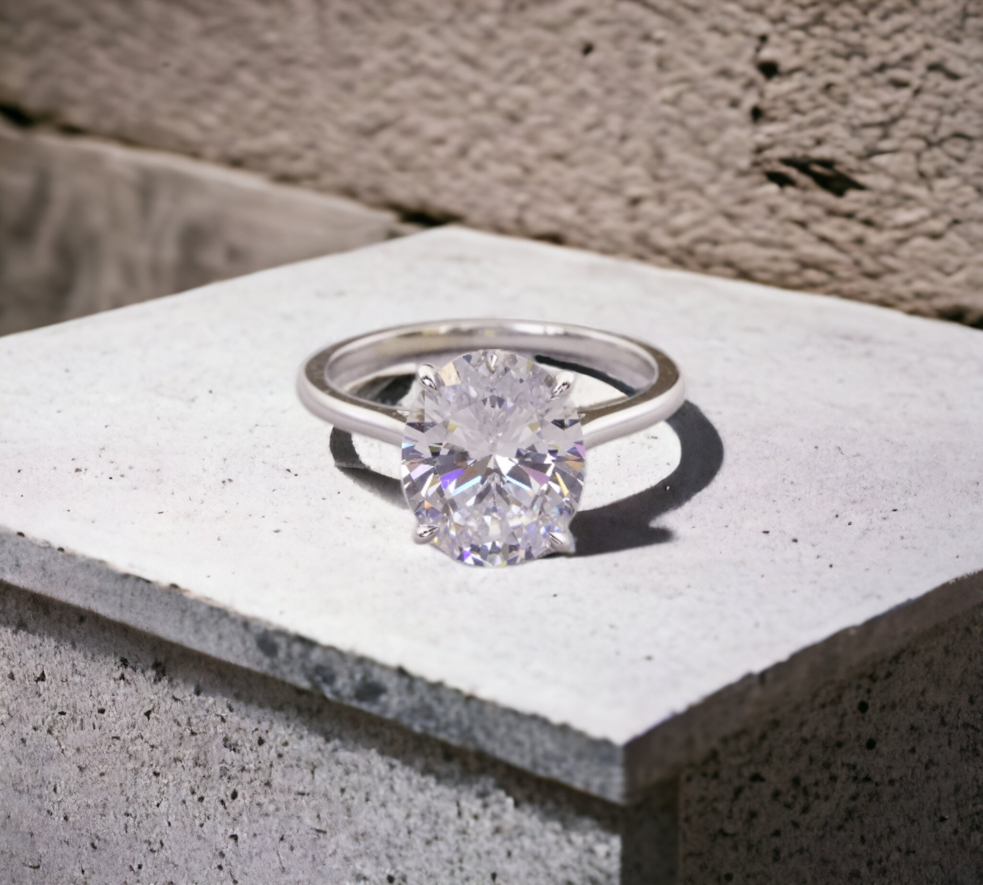 Belfast OV engagement ring setting in 14K white gold, whisper thin solitaire for oval center – Cherry Pick Diamonds Clayton St. Louis MO