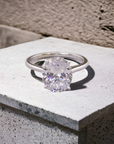 Belfast OV engagement ring setting in 14K white gold, whisper thin solitaire for oval center – Cherry Pick Diamonds Clayton St. Louis MO