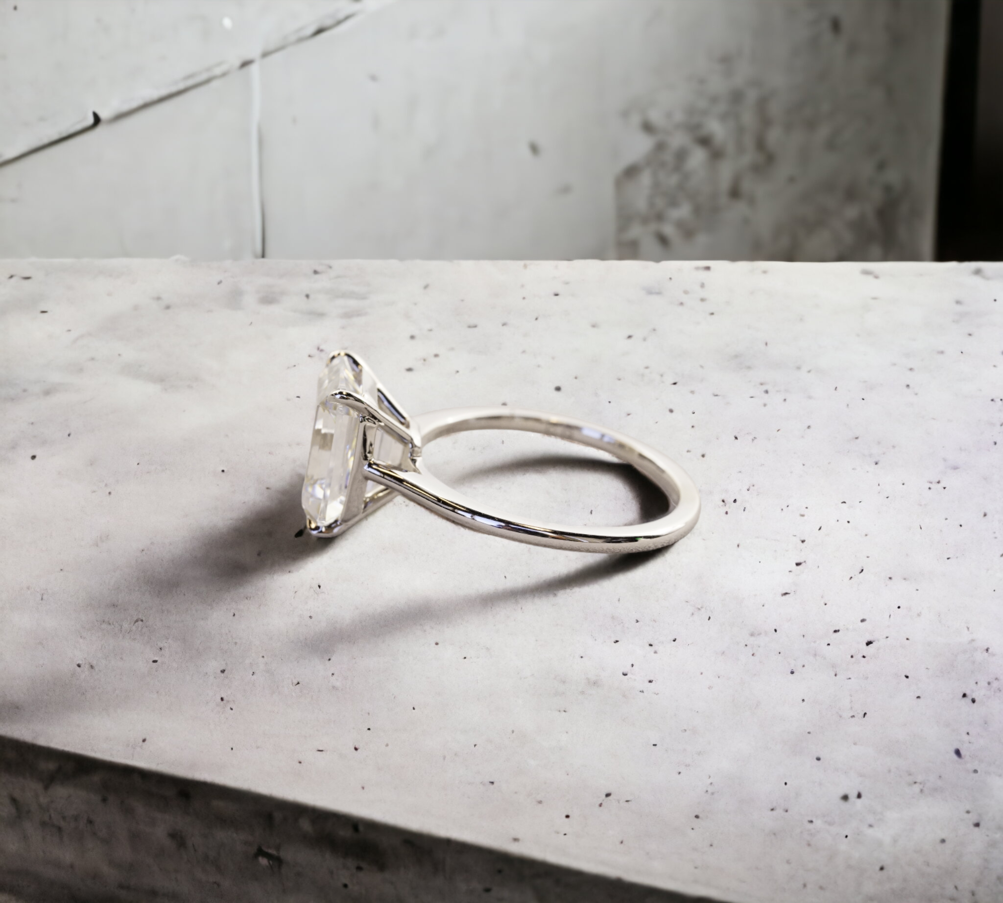 Belfast white gold solitaire setting for emerald or radiant cut diamond – Cherry Pick Diamonds St. Louis MO