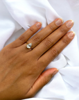 Monaco YG 14K yellow gold knife edge engagement ring setting detail – Cherry Pick Diamonds Clayton MO