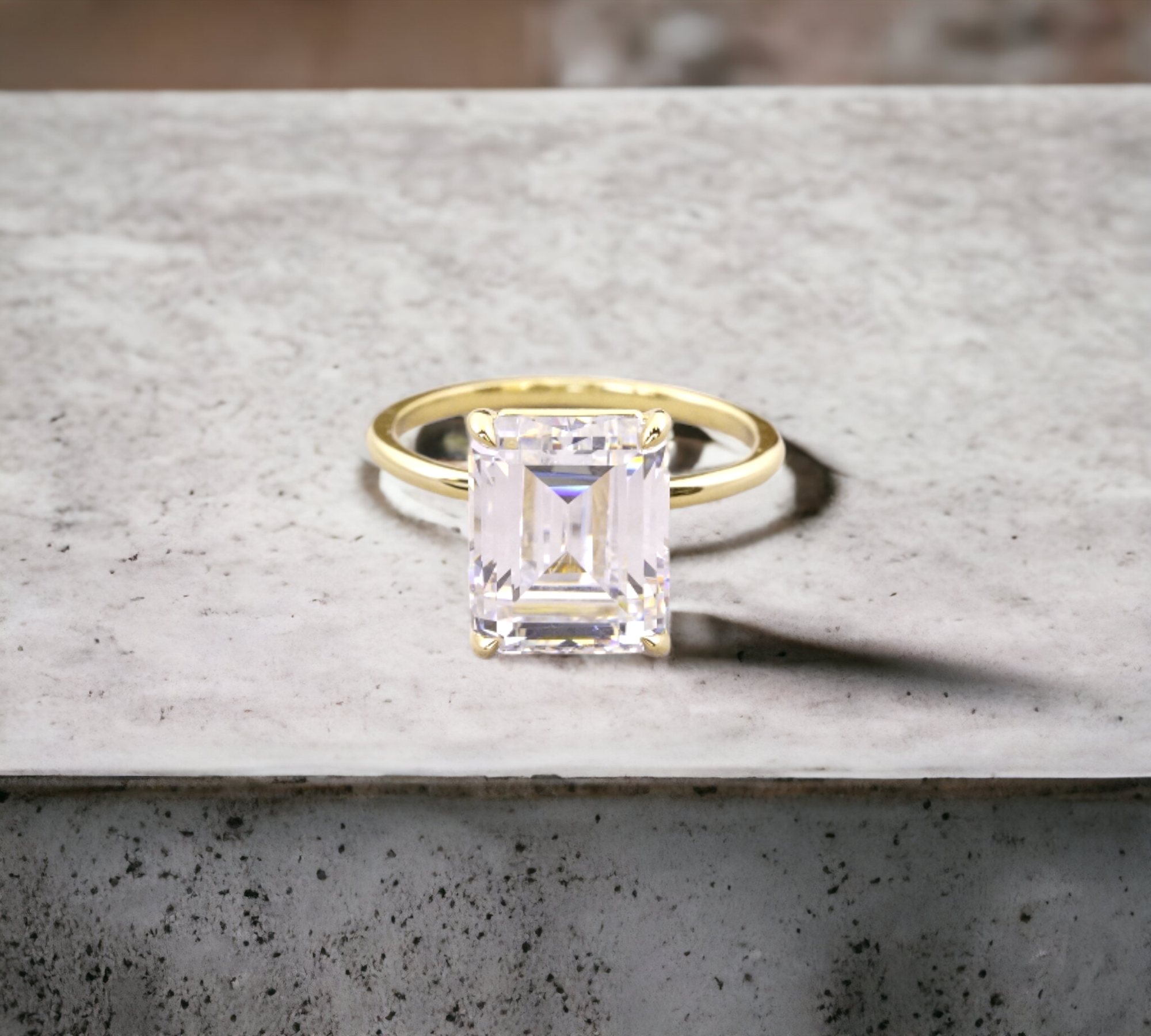 Naples YG engagement ring setting in 14K yellow gold, minimal solitaire for emerald or radiant cut center – Cherry Pick Diamonds Clayton St. Louis MO
