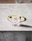 Naples YG engagement ring setting in 14K yellow gold, minimal solitaire for emerald or radiant cut center – Cherry Pick Diamonds Clayton St. Louis MO