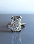 Bruges Cushion engagement ring in 14K white gold with 4.20ct elongated cushion lab created diamond, open hidden halo – Cherry Pick Diamonds Clayton St. Louis MO