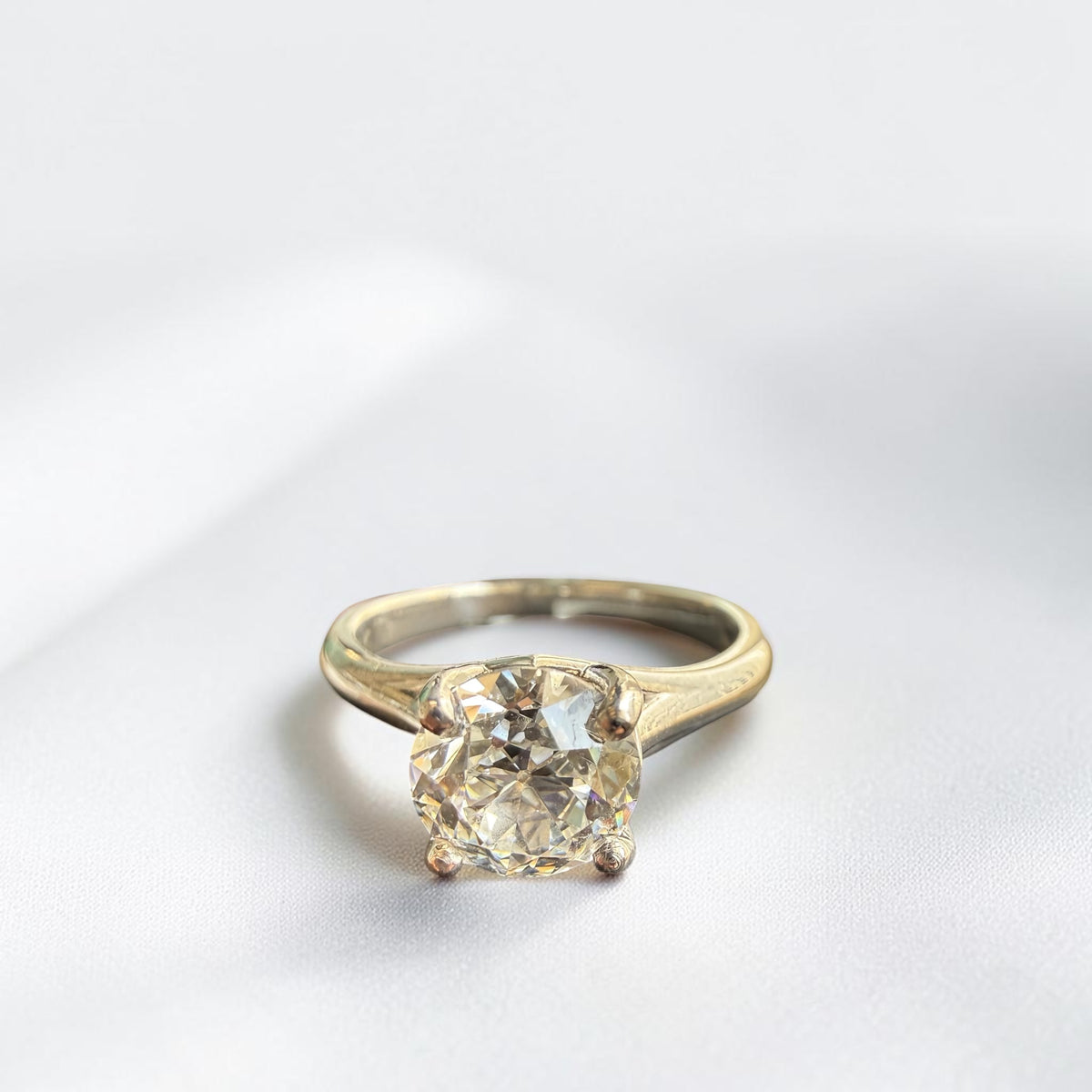 Old Euro Solitaire LG engagement ring in 14K white gold with lab created old European cut diamond – Cherry Pick Diamonds Clayton St. Louis MO