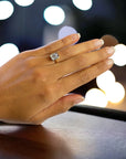Bergamo YG engagement ring close-up, yellow gold bezel emerald cut – Cherry Pick Diamonds Clayton MO