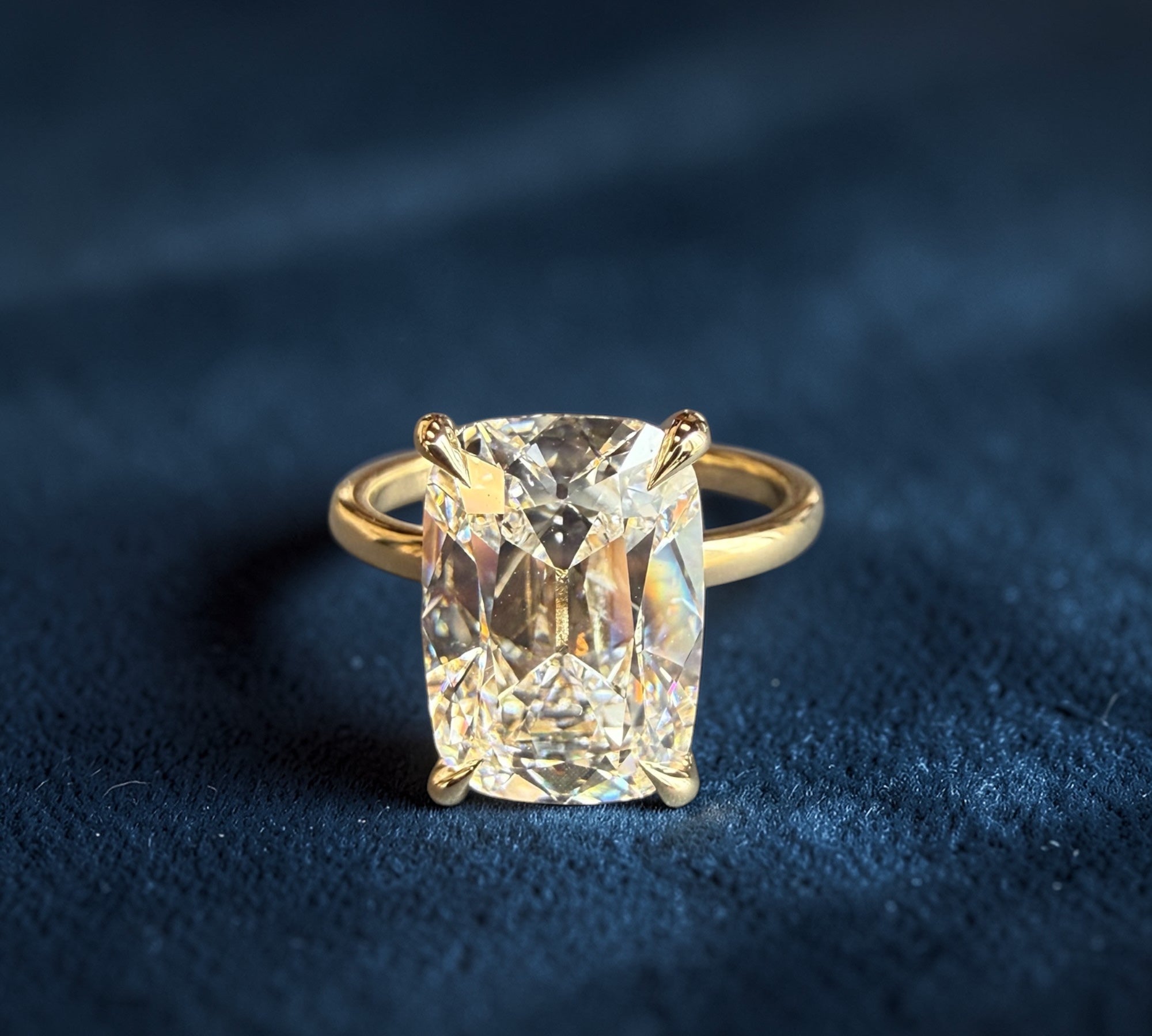 Clayton Old Mine engagement ring in 14K yellow gold with 5.08ct old mine cut lab created diamond – Cherry Pick Diamonds Clayton St. Louis MO
