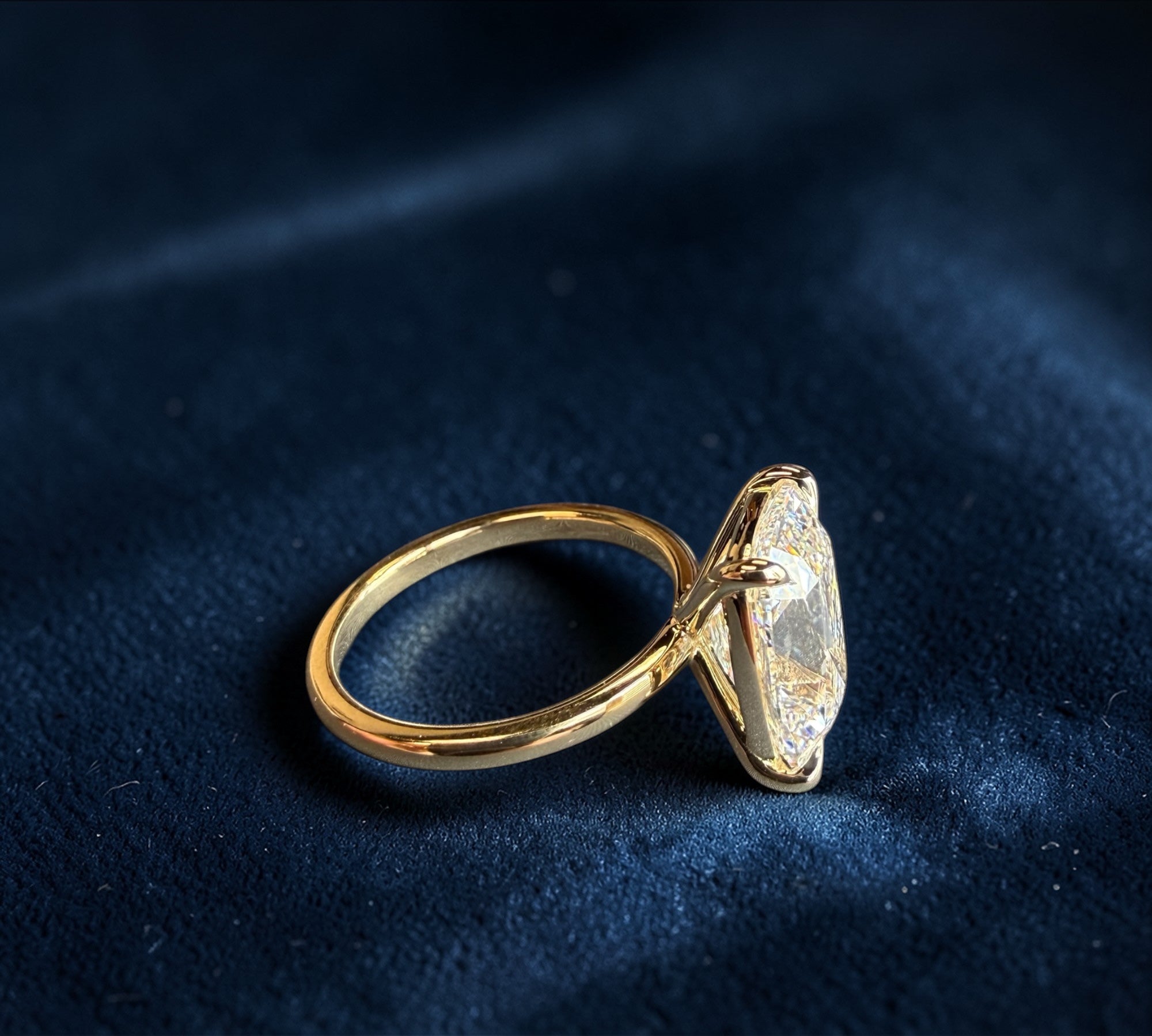 Clayton Old Mine ring side view, old mine cut lab created diamond – Cherry Pick Diamonds St. Louis MO