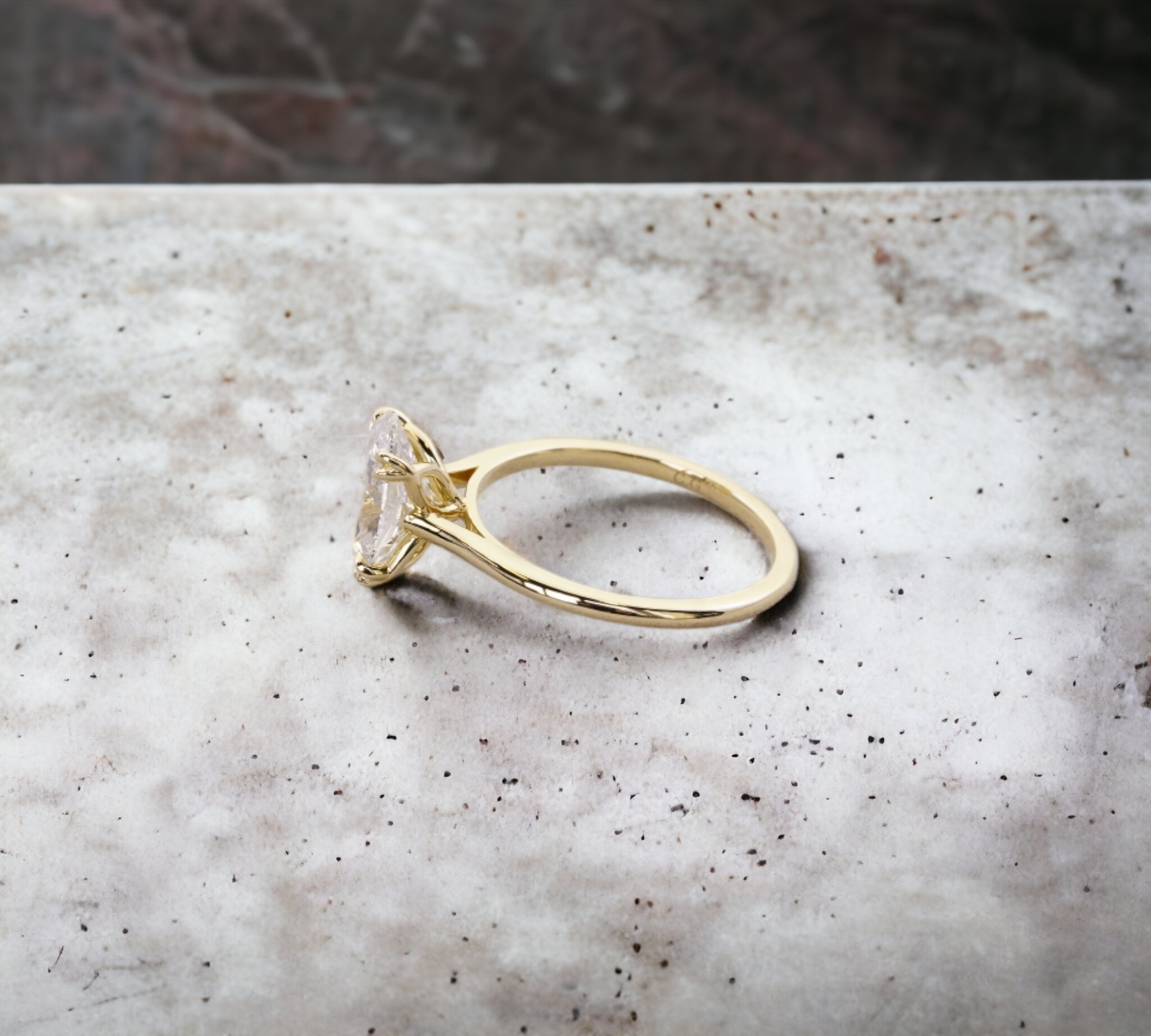 Marseille OV 14K yellow gold double prong solitaire for oval lab created diamond – Cherry Pick Diamonds St. Louis MO