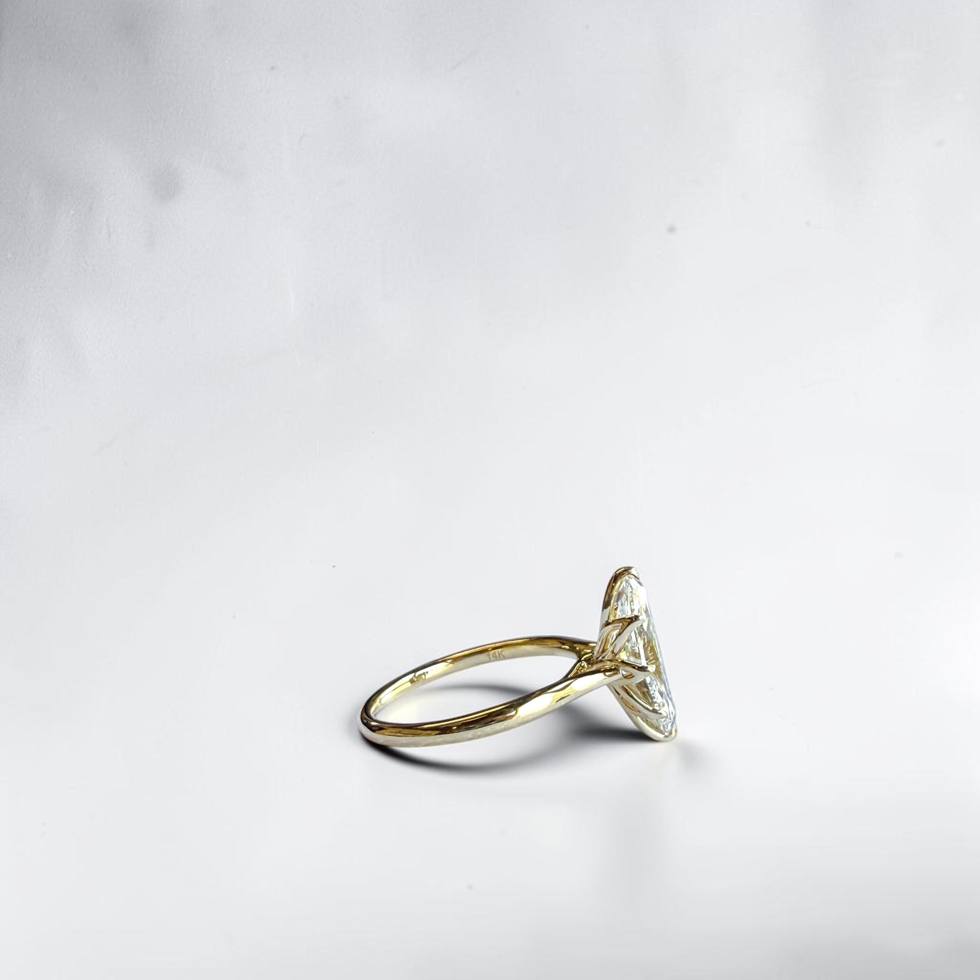 Marseille Marquise lab diamond solitaire engagement ring elongating silhouette in yellow gold — Cherry Pick Diamonds St. Louis