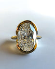 Monaco Oval engagement ring in 14K yellow gold with 4.84ct half bezel floating oval lab created diamond – Cherry Pick Diamonds Clayton St. Louis MO