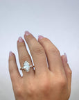 Side profile of Moval Crown ring showing elongated old mine moval center diamond — Cherry Pick Diamonds Clayton Missouri